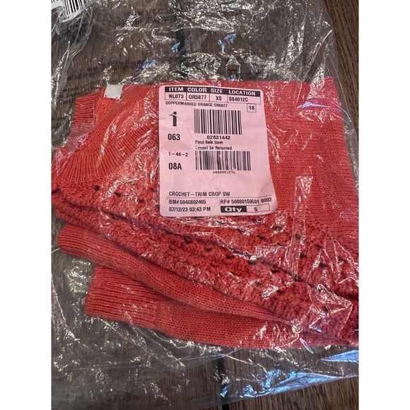 MWT Madewell Crochet-Trim Crop Sweater Tank copperwashed orange XS - Picture 5 of 5